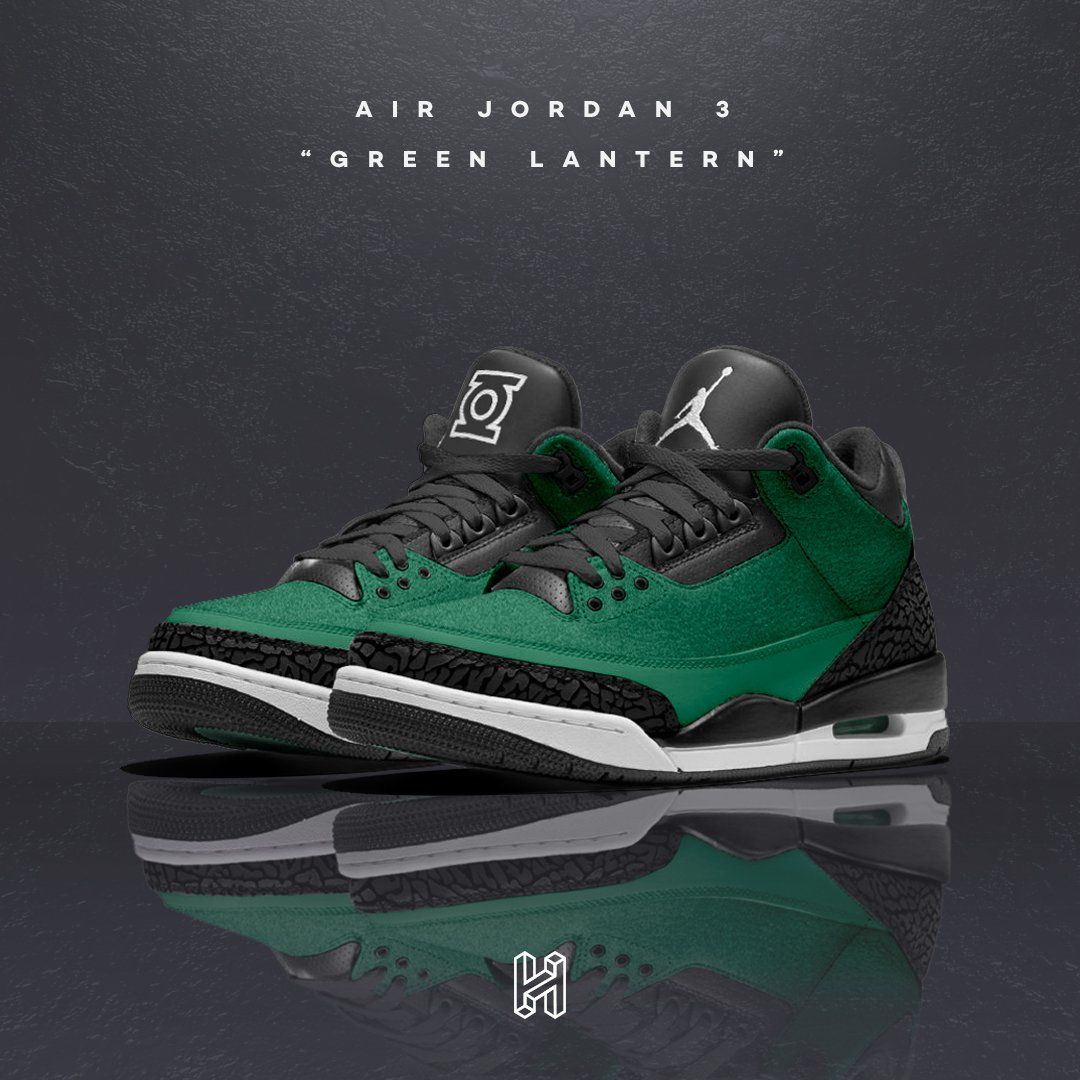 air jordan 3 green and grey