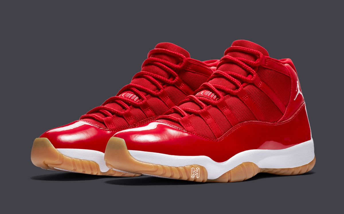 Red gold Jordan 11 shoes  Sneaker collection, Jordans, Jordan 11 red