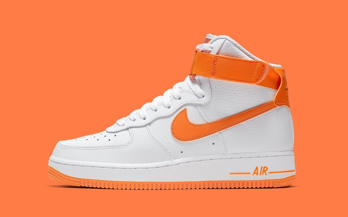 orange and white air force ones