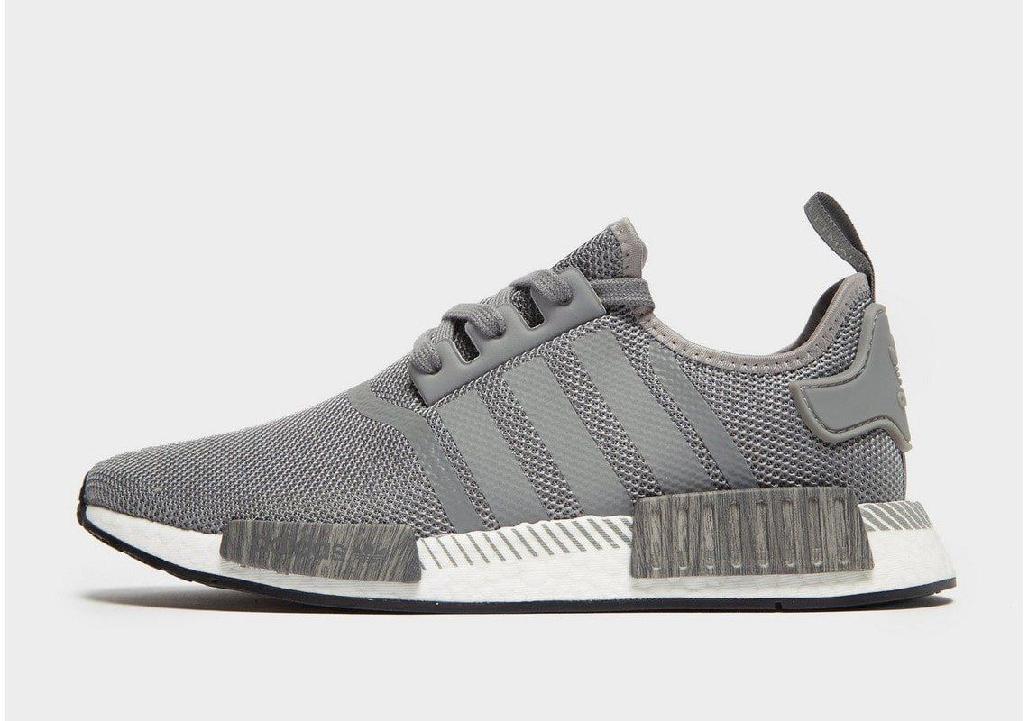grey and white nmds