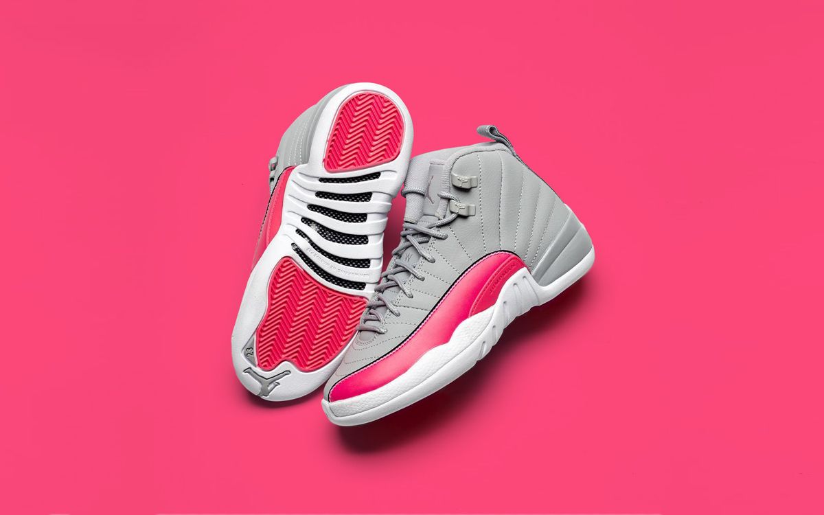 jordan 12s grey and pink