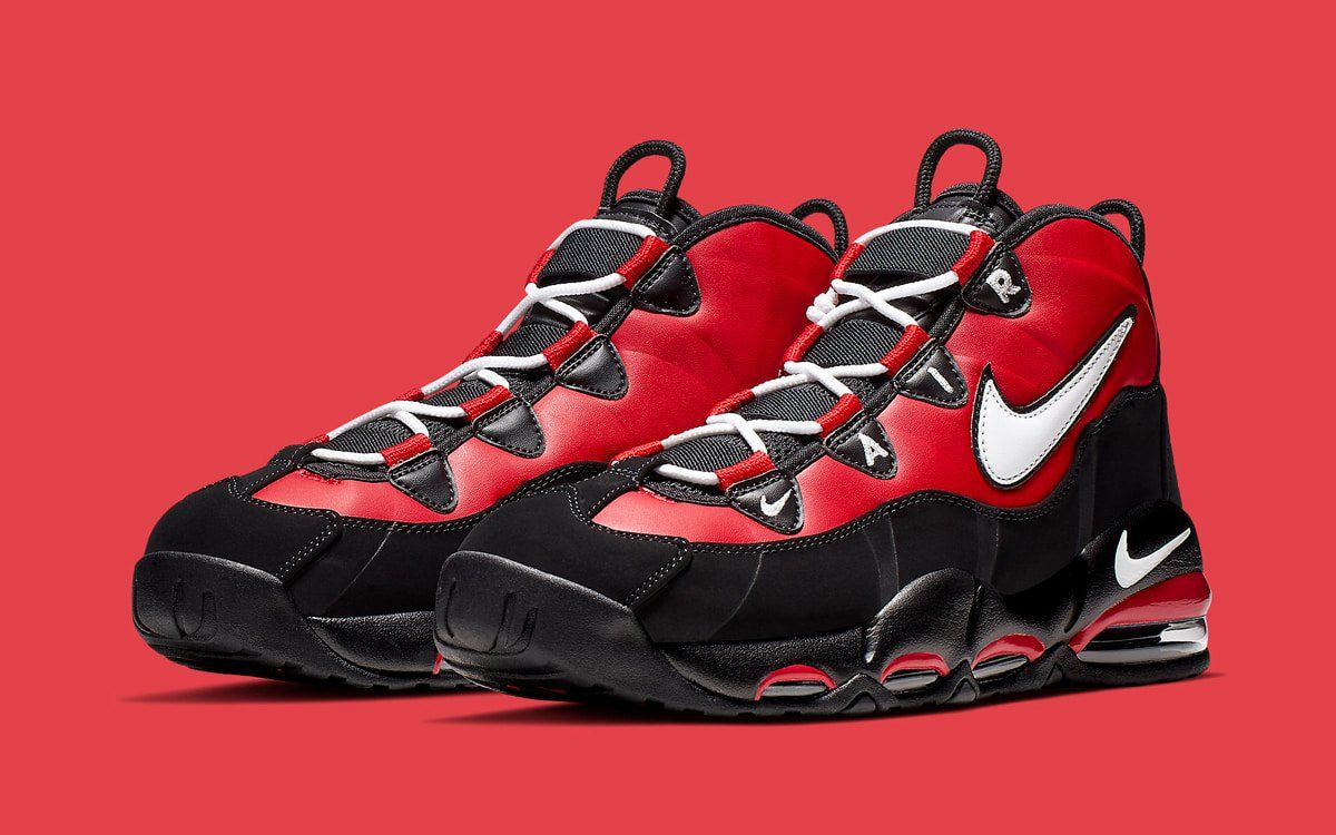nike uptempo 95 red and black