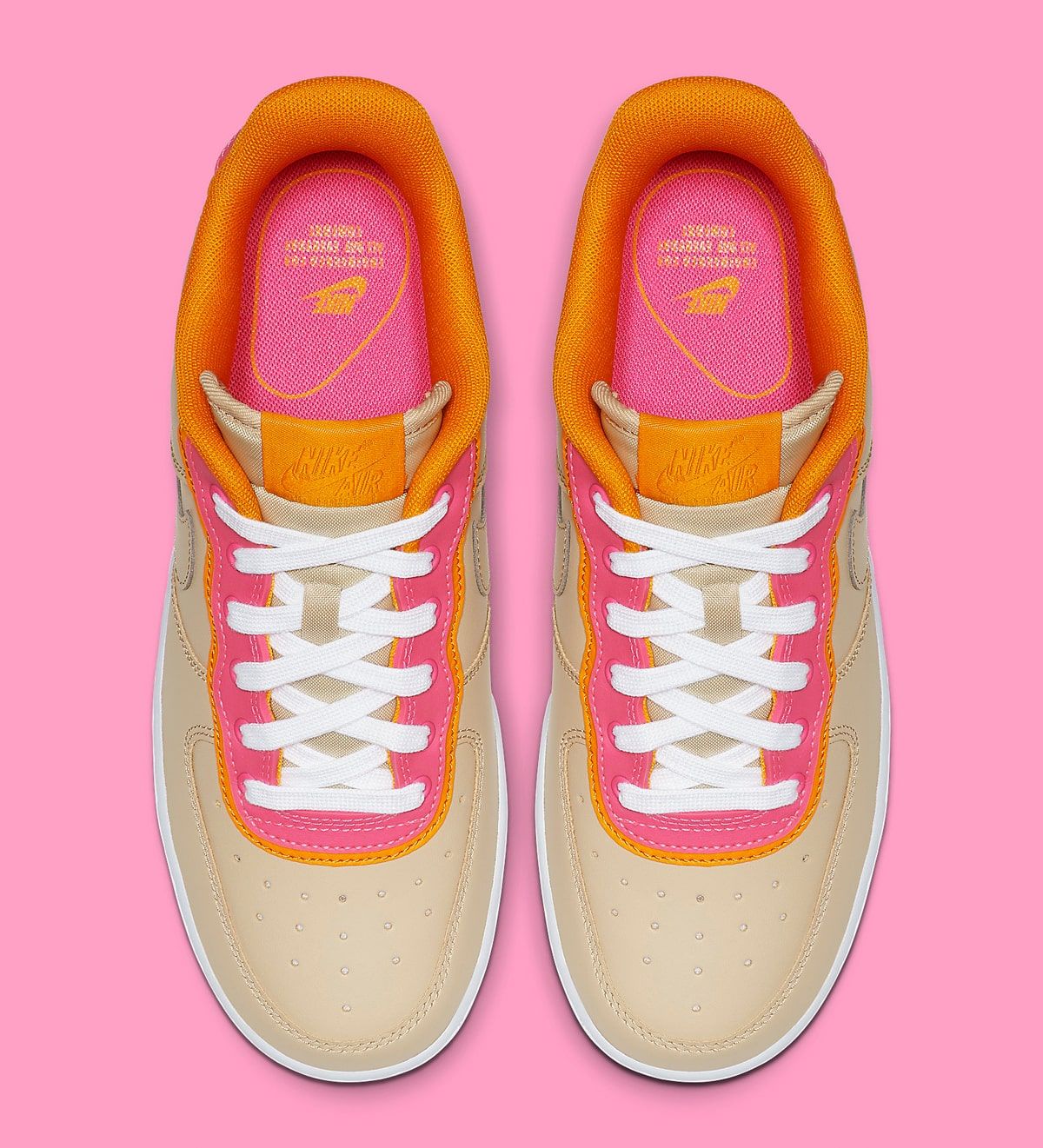 tan and pink air force ones