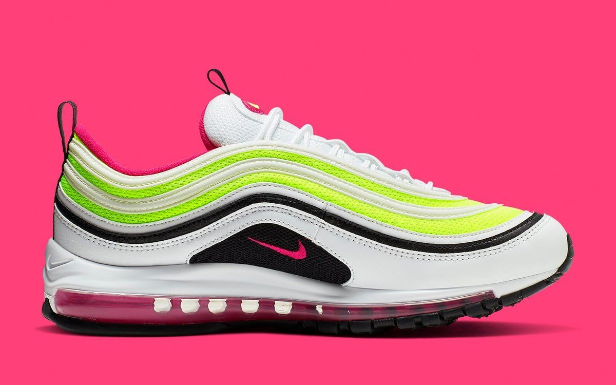 Nike Air Max 97 in Rush Pink and Volt 