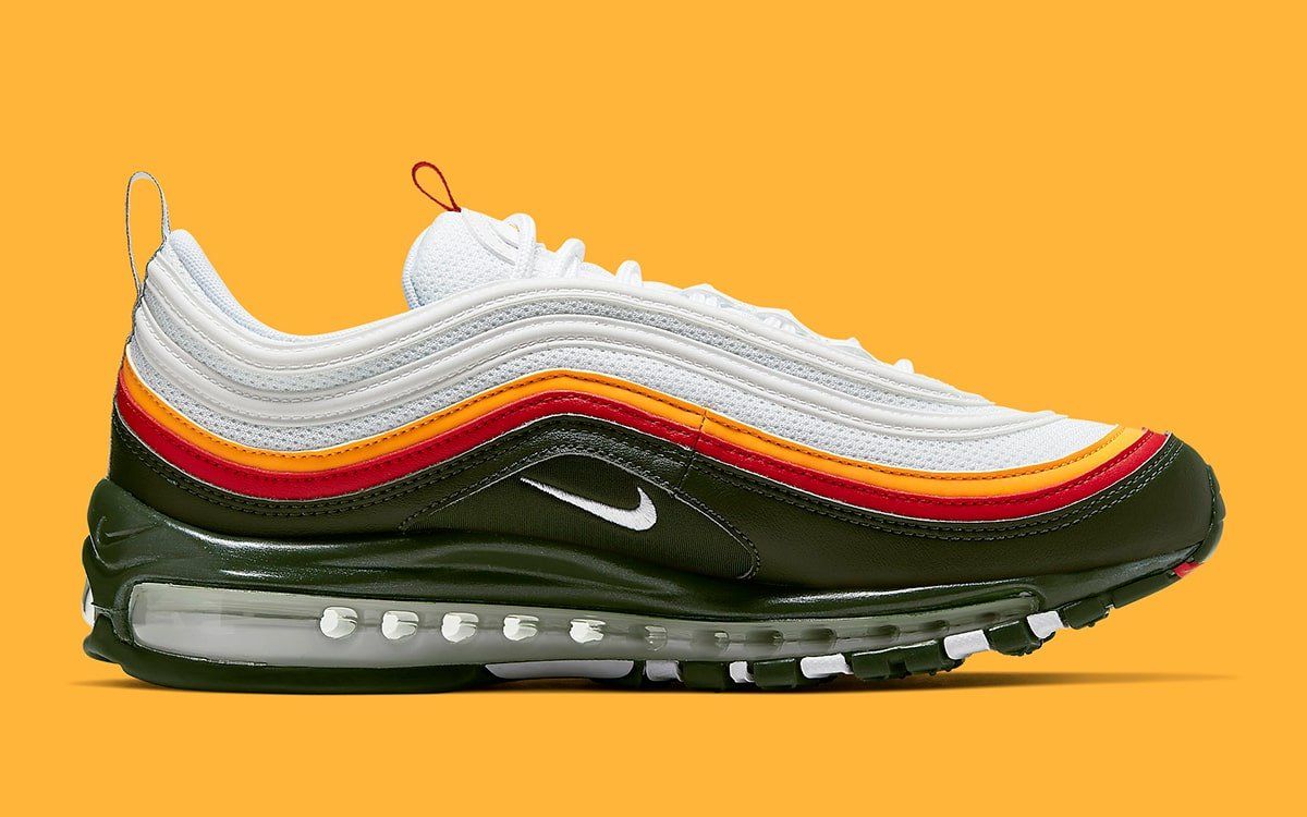 white red and green air max 97