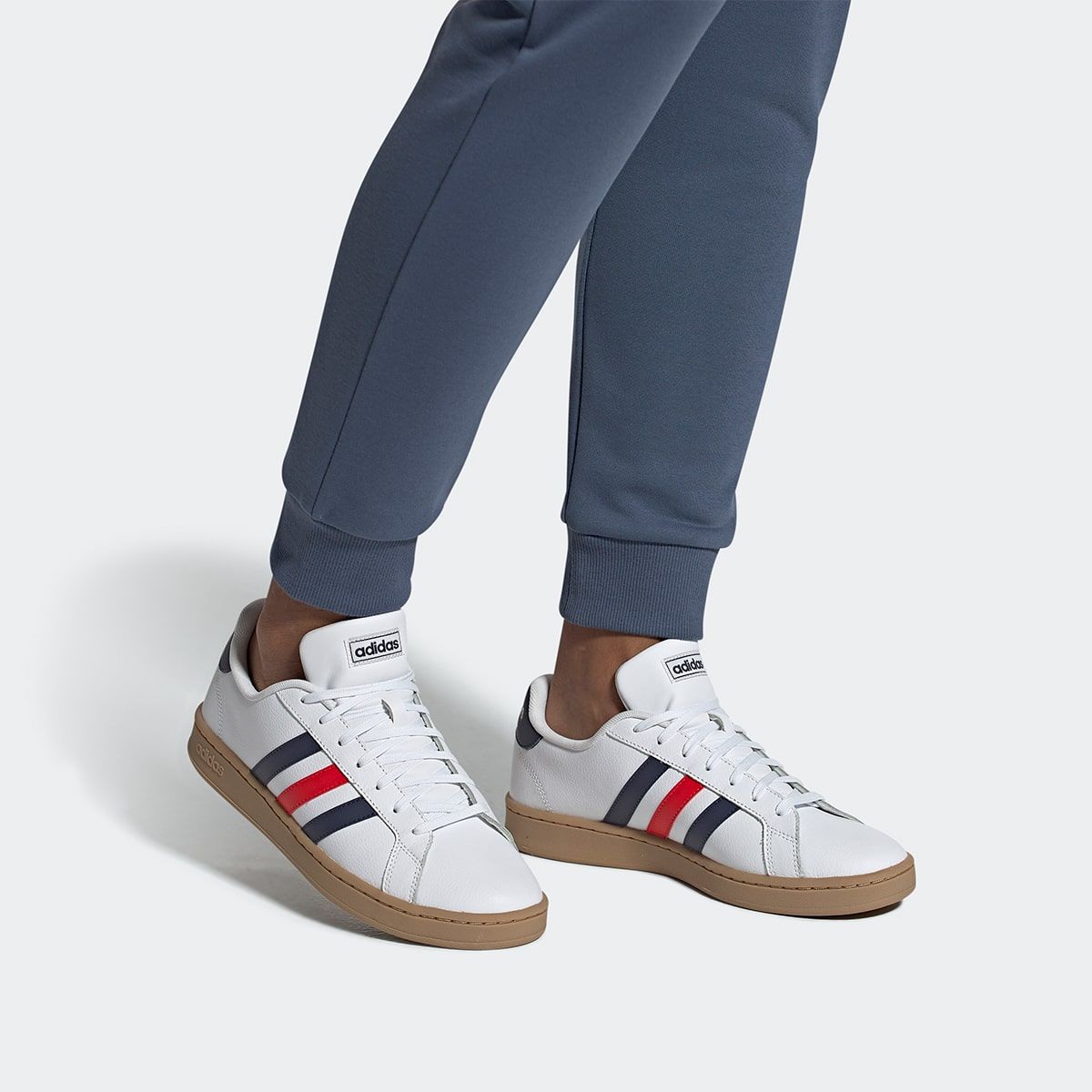 adidas grand court red white blue