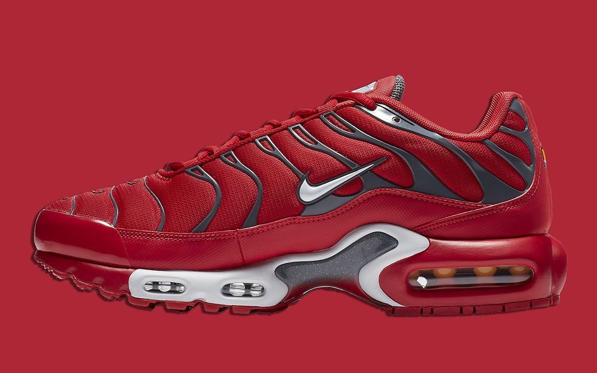 Available Now // Nike Air Max Plus in University Red/Dark Grey | HOUSE ...