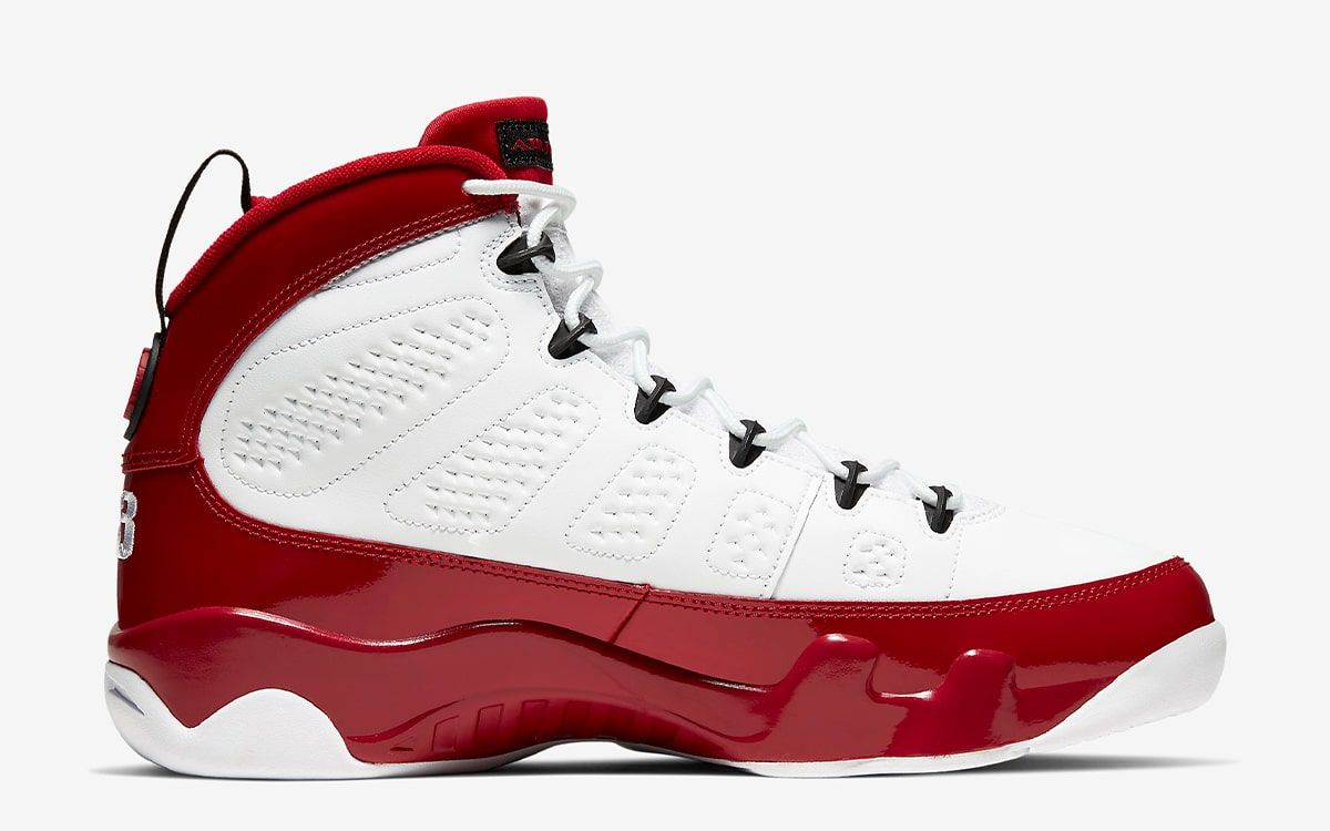 white and red jordan 9