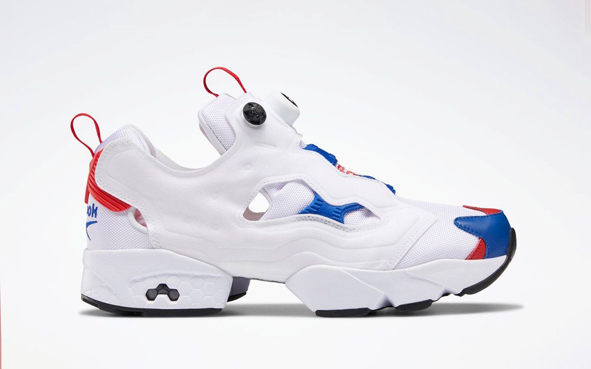 red white and blue reebok pumps