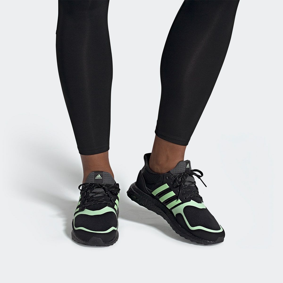 adidas ultra boost core black glow green