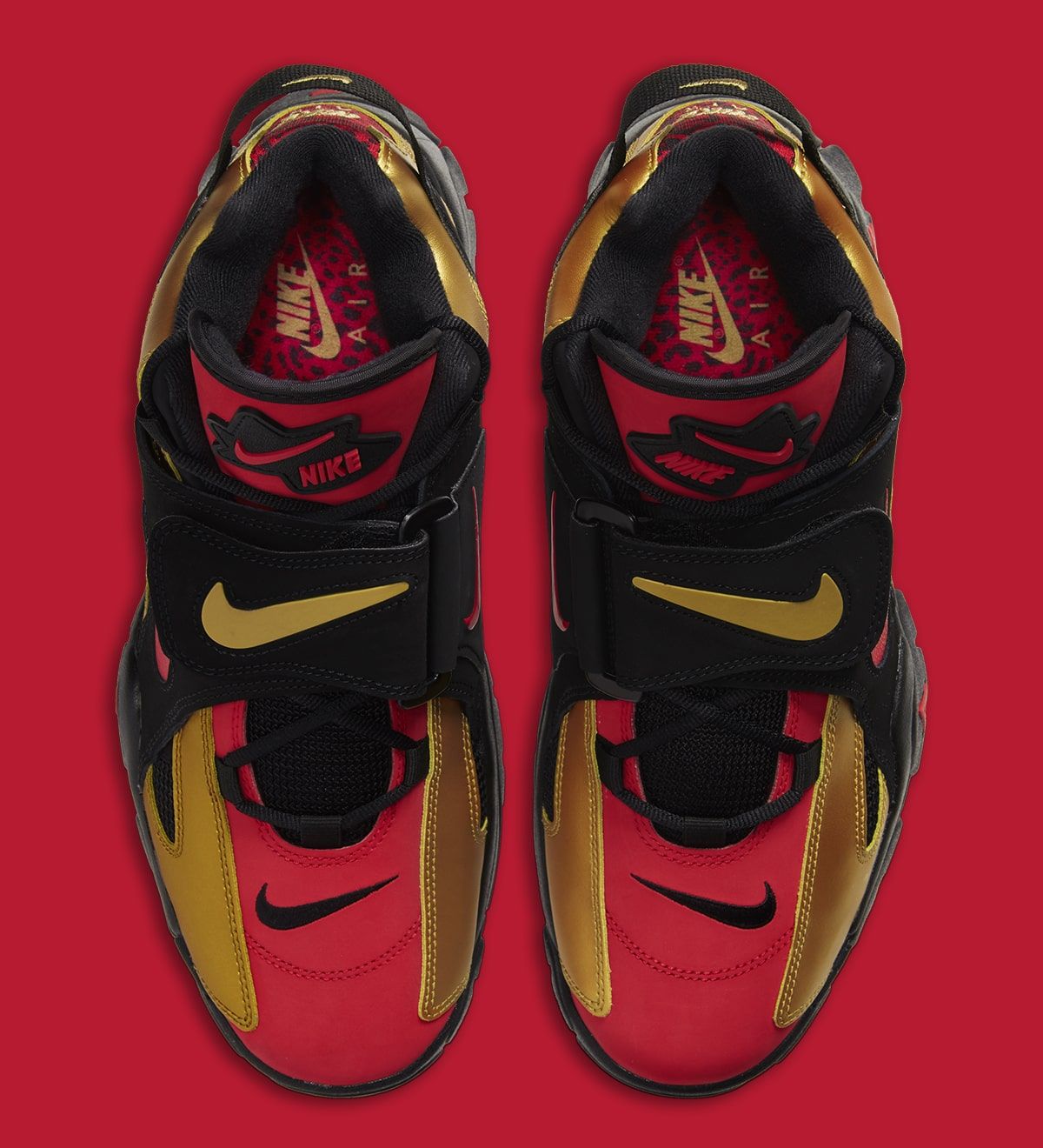 nike air barrage mid red black gold