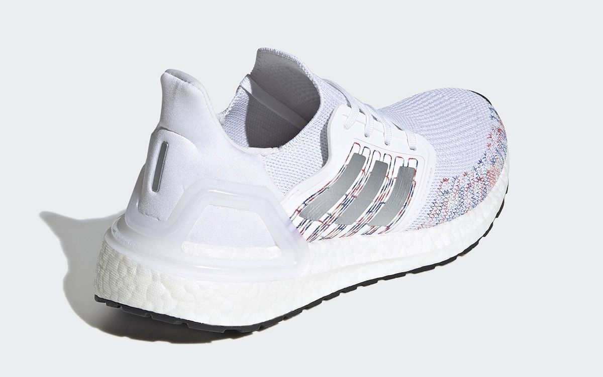 white and rainbow ultra boost
