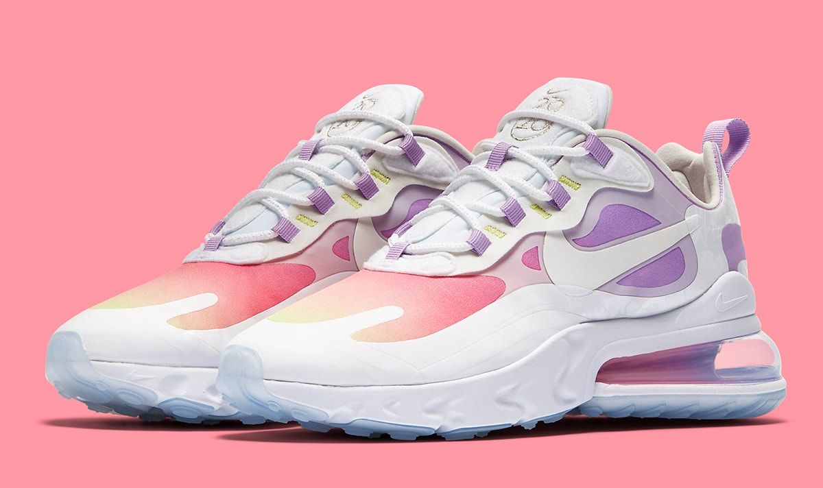 nike air max 270 react sneakers in translucent pink multi