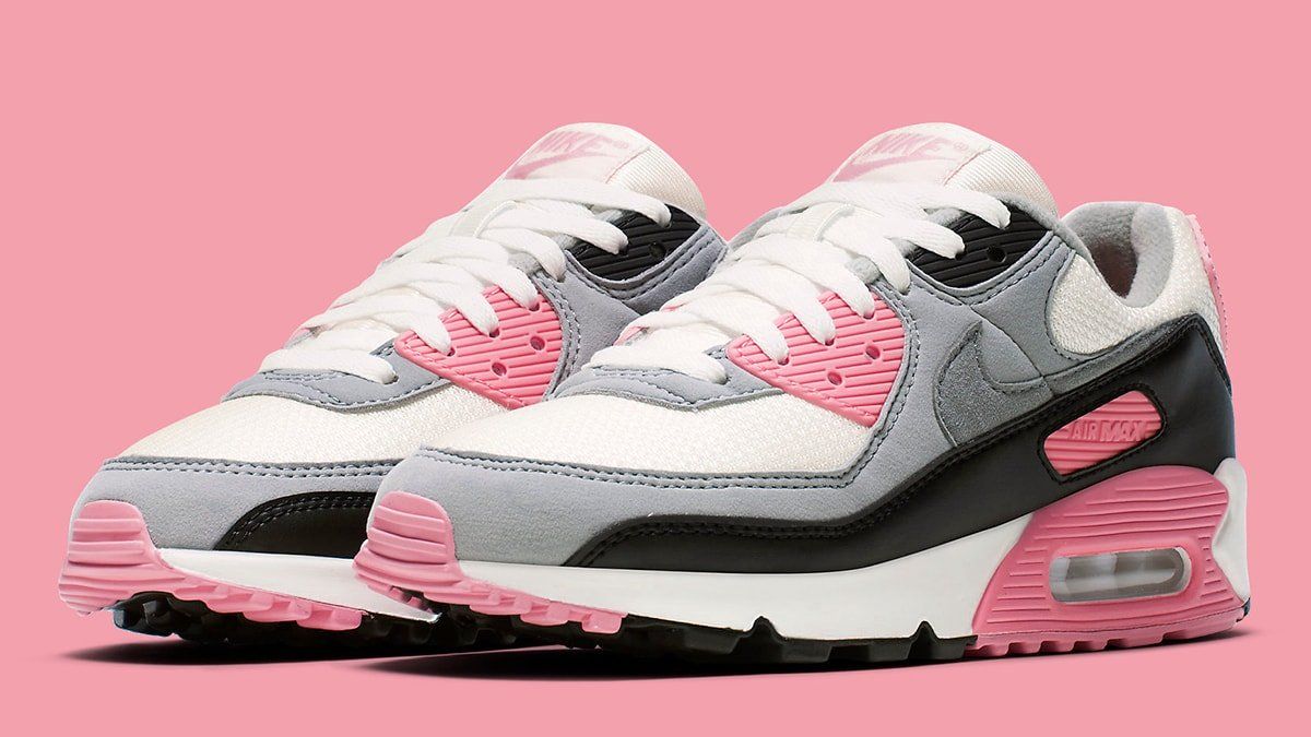 nike air max 90 grey and rose trainers