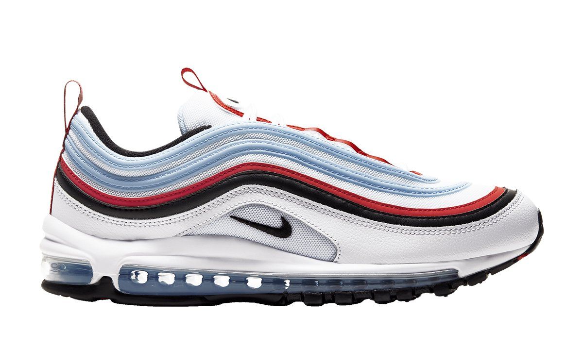 red blue and white air max