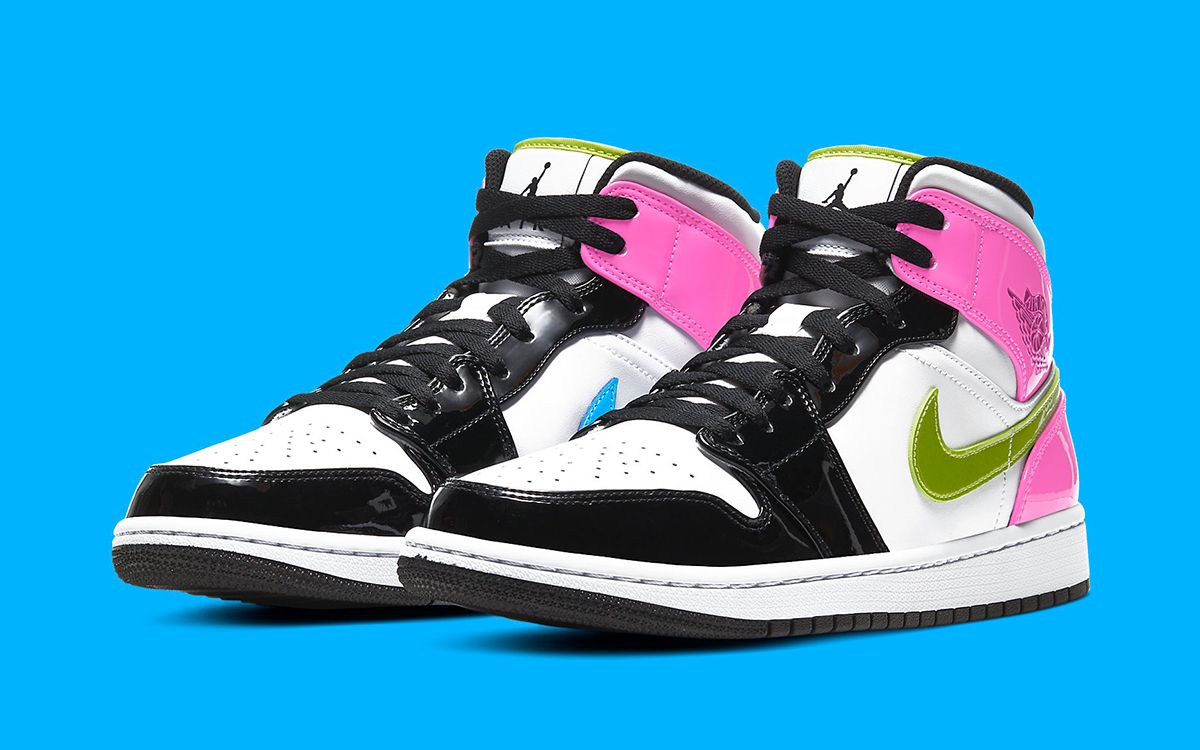 white pink and lime green jordans