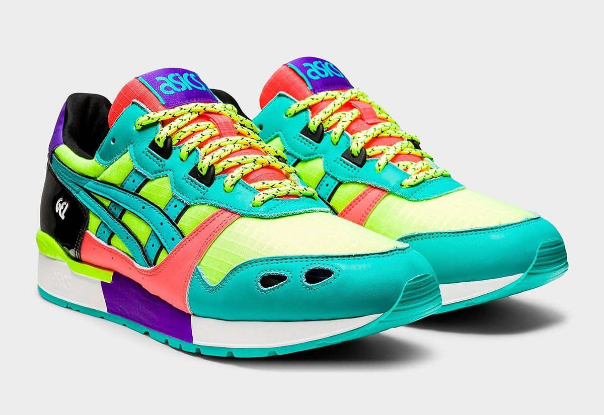 asics neon colored running shoes
