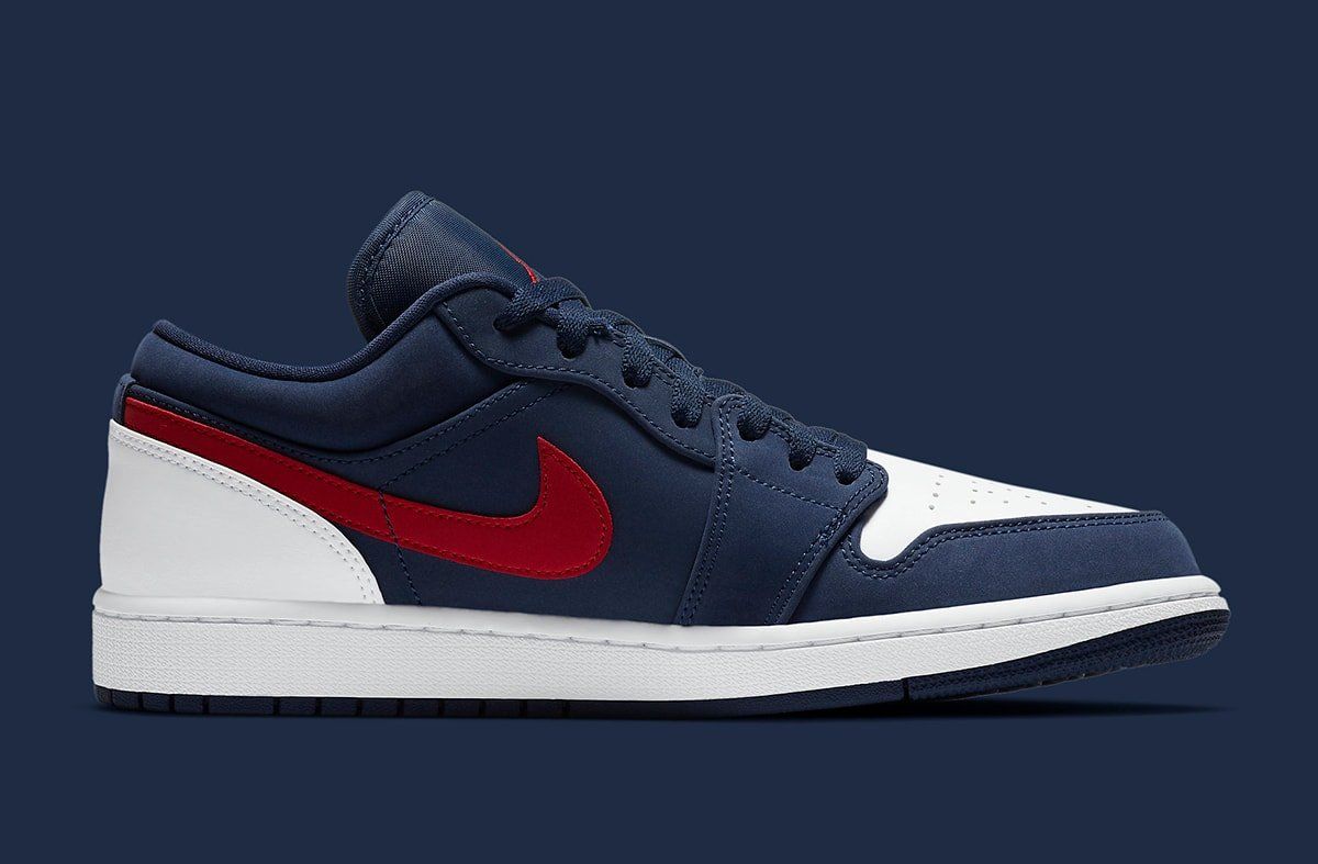 red white and blue jordan 1 low