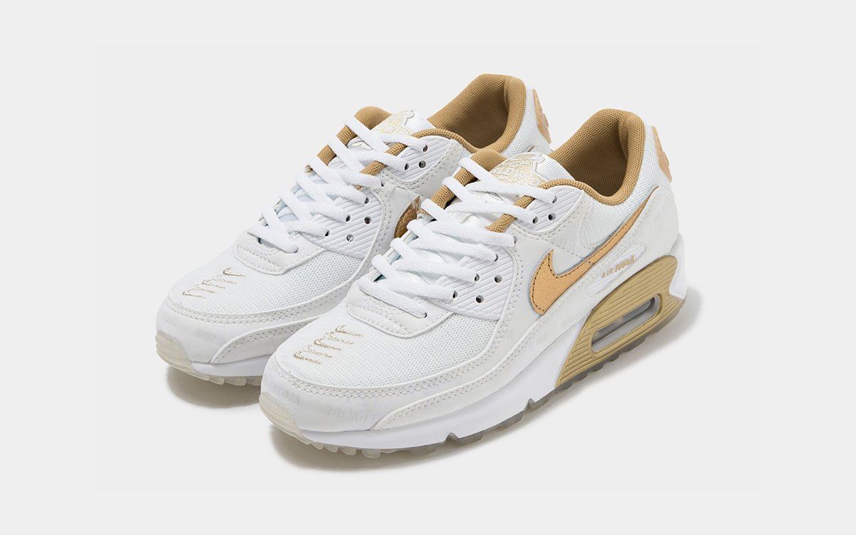 nike air max 90 white and gold