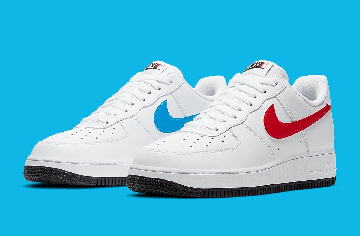 nike air force 1 blue and red swoosh