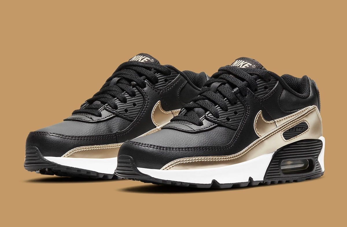 black white and gold nike air max