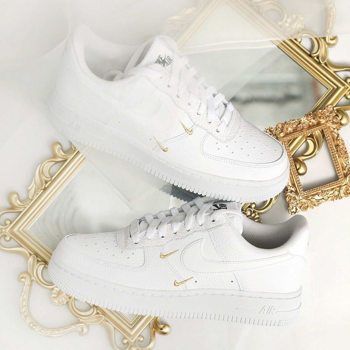 women's nike white with gold swoosh