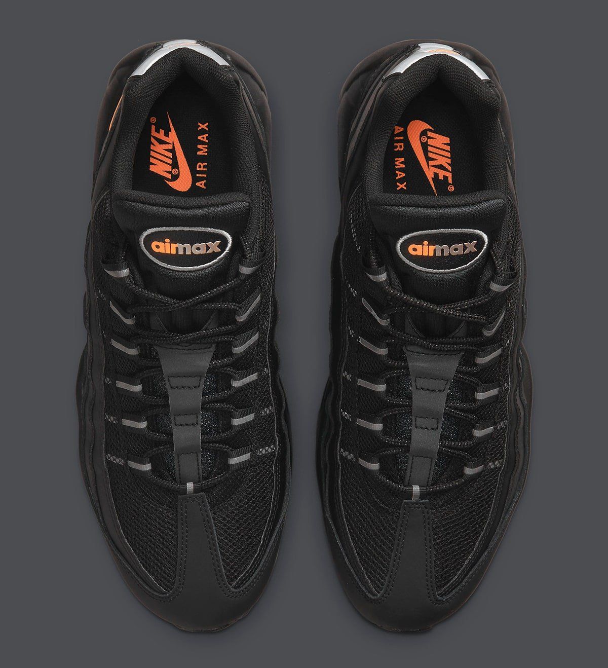 black and orange air max 95