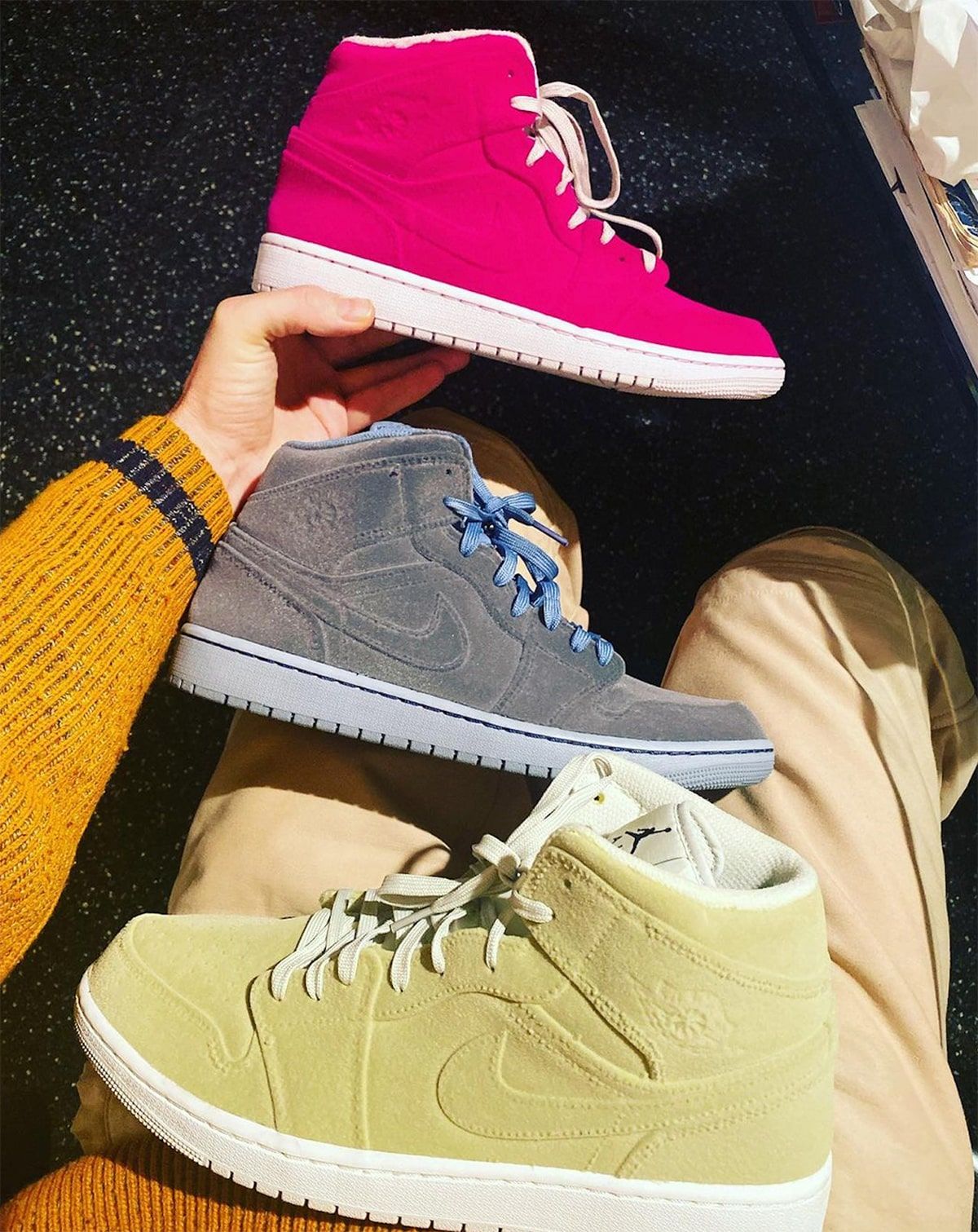 Pigalle Reveals Collection of Velvet and Suede Air Jordan 1 Mids for FW21 Runway