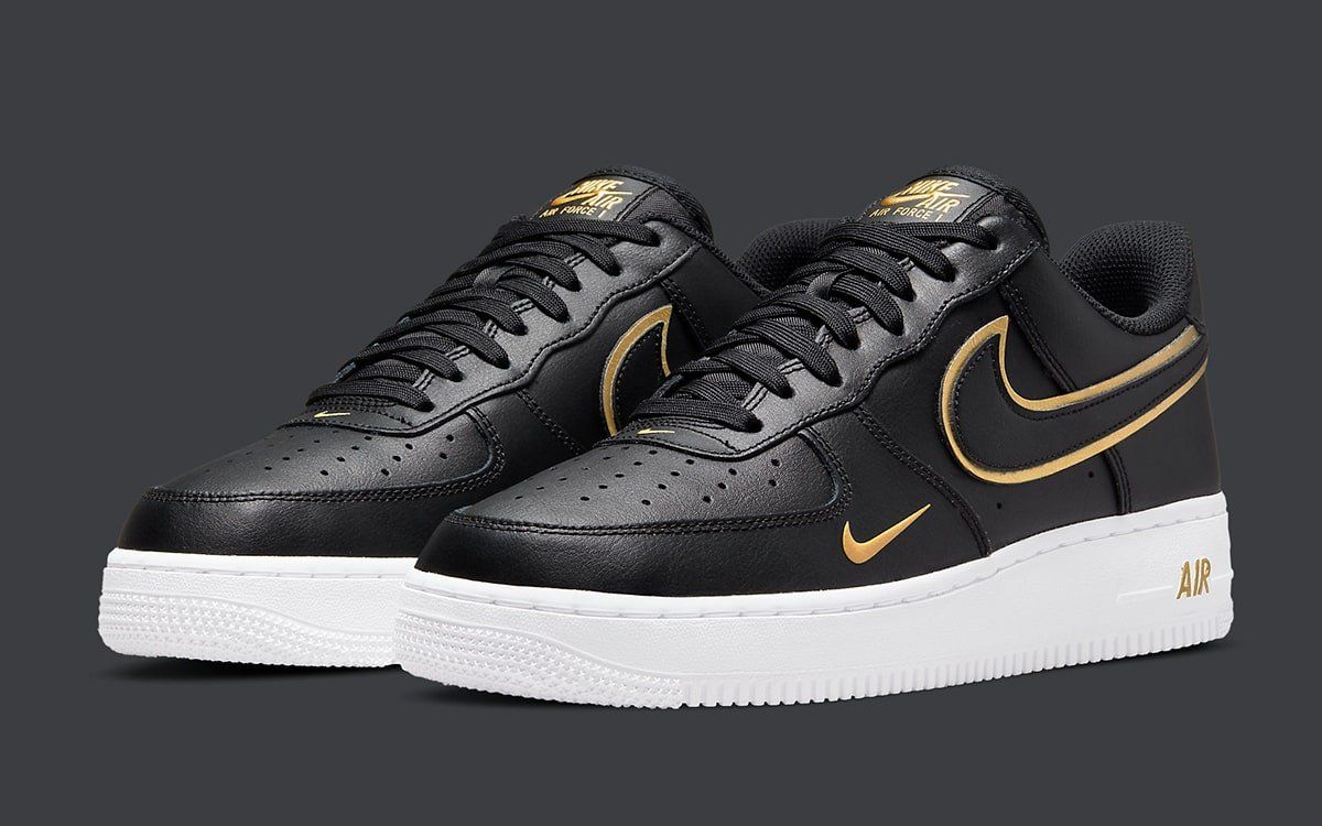 black and gold nike air force ones