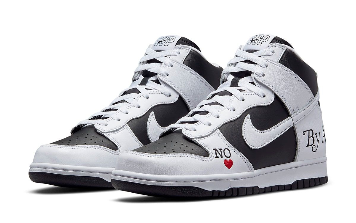 Supreme nike sb black white x Nike SB Dunk High “By Any Means” Collection Releases