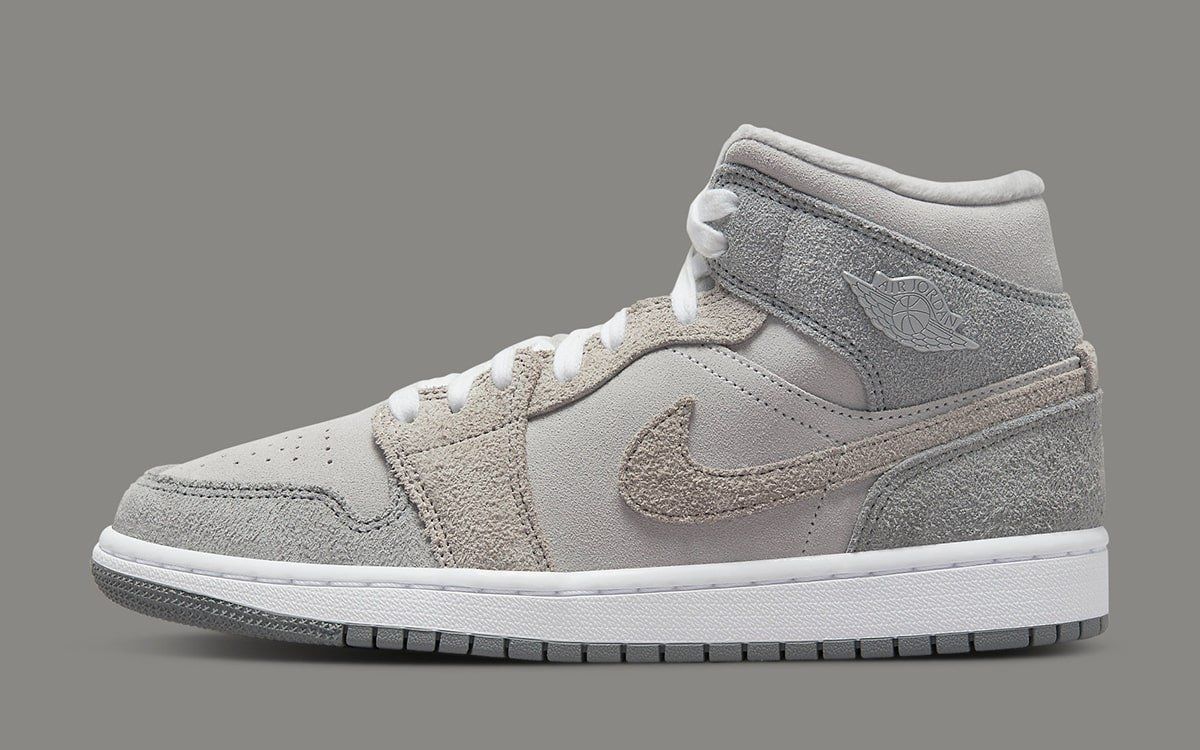 This jordan 1 mid womens Grey Suede Air Jordan 1 Mid is Finished With Fleece Liners