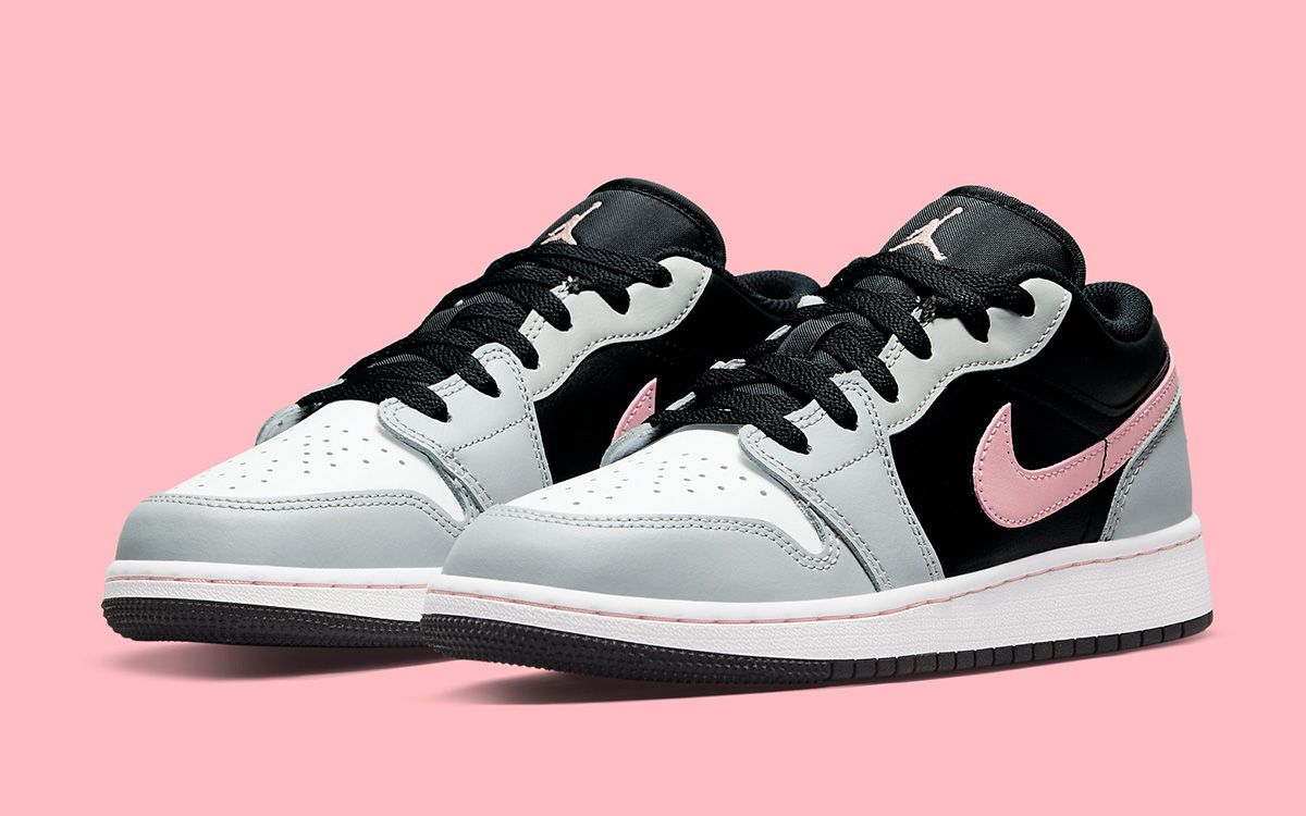black and white jordans with pink bottoms