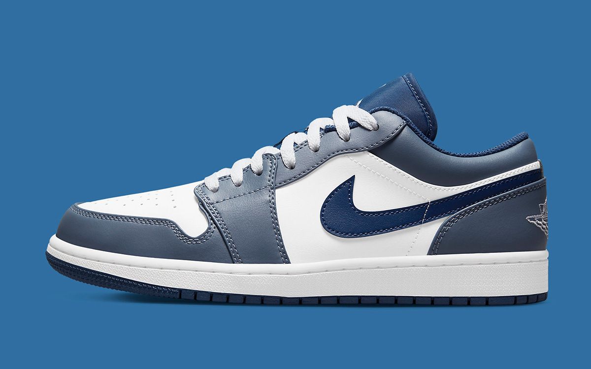 blue and white jordans low top