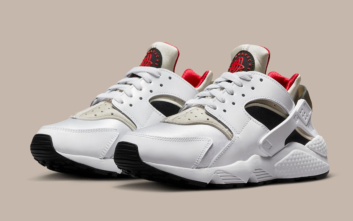 The red and black huaraches Nike Air Huarache Appears with Beige, Black and Red Accents
