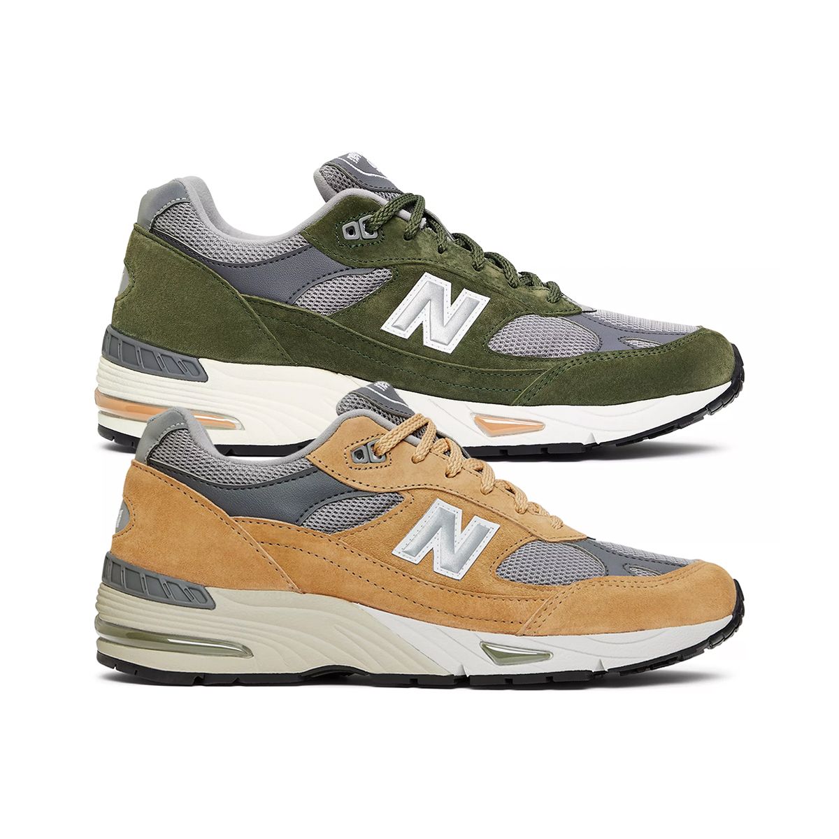 The New Balance 991 Made in UK is Available Now is Tan and Olive 